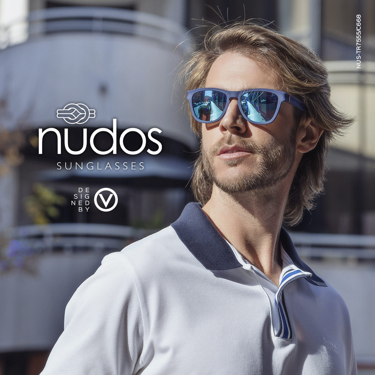 Gafas d de Sol de Hombre deportivas, con lentes espejadas y polarizadas, marca Nudos azul